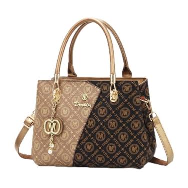 Imagem de SHELFLOVER Bolsa feminina tipo balde, elegante bolsa de ombro feminina, bolsa carteiro, bolsa tiracolo de couro vegano, Moda - A (dourada)