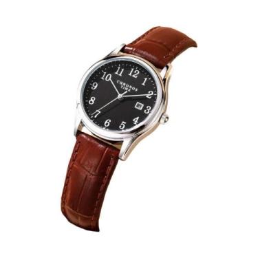 Imagem de Relógio De Pulso Feminino À Prova d'Água Em Couro Com Movimento De Qua