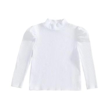 Imagem de Blusa De Tricô Gola Alta Canelada Para Bebês Meninas Com Manga Longa B