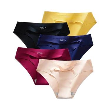 Imagem de Calcinhas Femininas Sexy Finas E Sem Costura Em Seda Gelada, 5 Peças, 