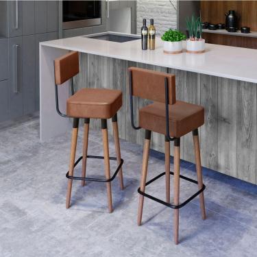 Imagem de Kit 2 Banquetas Altas Estofadas Florença Café - Adz