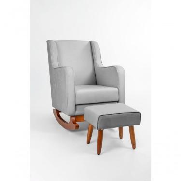 Imagem de Poltrona De Amamentação Balanço C/ Puff Suede Cinza - Lahome Decor
