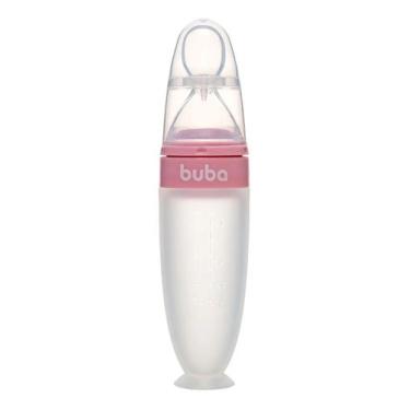 Imagem de Colher Buba Dosadora Em Silicone Com Ventosa e Tampa Rosa