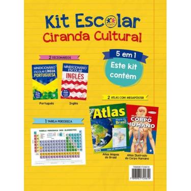 Imagem de Kit Escolar 5 Em 1 Ciranda Cultural Mini Dicionários Atlas Tabela Peri