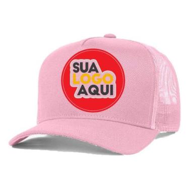 Imagem de Kit 4 Bonés Personalizados DTF Trucker Redinha Tela Aba Curva Cor:Rosa