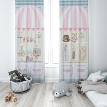 Imagem de Cortina Tecido Oxford Quarto Infantil Confeitaria Candy  - 140x220cm -