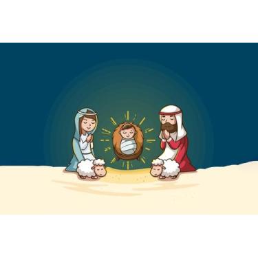 Imagem de Painel de Tecido Sublimado Presépio Natividade de Jesus no Deserto - F