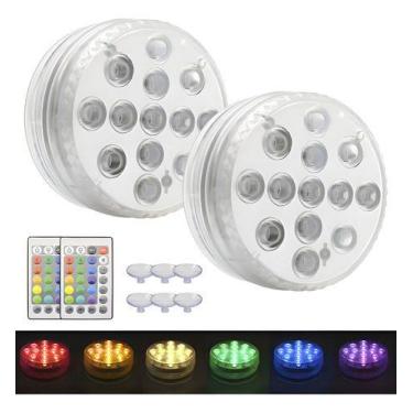 Imagem de Kit 2 Luz Led RGB Controle Remoto Pilha Ventosa