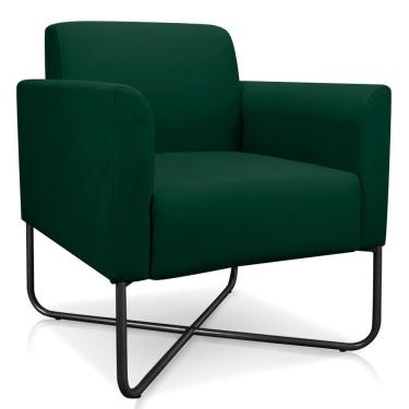 Imagem de Poltrona Decorativa Base Industrial X Preta Maressa S23 Suede Verde - Ibiza