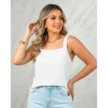 Imagem de Regata Feminina Alça Larga elegante em Viscose - - NoBrand, Branco, P