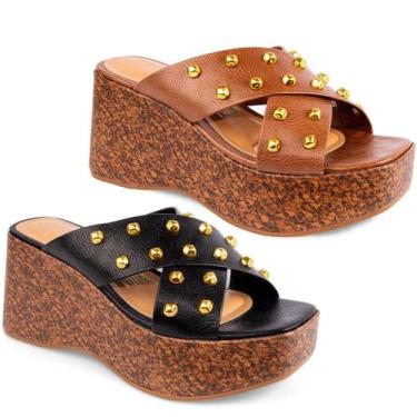 Imagem de Tamanco Vizzano Feminino Sandália Anabela Original Plataforma 6559102,