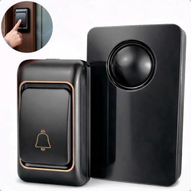 Imagem de Campainha Sem Fio Residencia Longo Alcance Wireless 36 Toque Preto 110