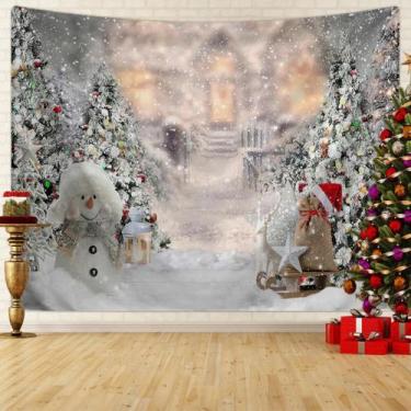 Imagem de Tecido De Fundo Para Fotografia Com Cenário De Árvore De Natal E Neve 