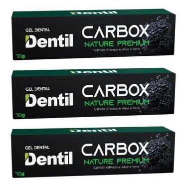 Imagem de 03 Creme Dental Carbox Xilitol Nature Premium Dentil Carvão