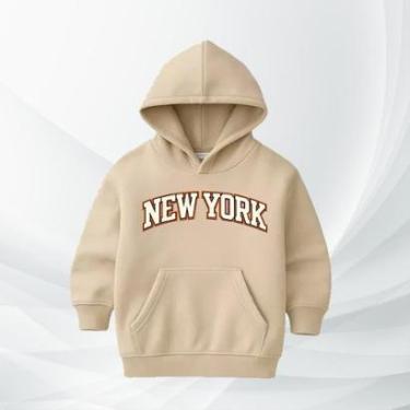 Imagem de Moletom Infantil New York com Capuz Moleton Flanelado Blusa de Frio Quentinha Confortável Criança-Unissex