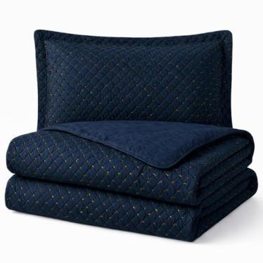 Imagem de Kit Colcha Cobre Leito Jogo Roupa Cama Solteiro 2 Pç Matelado Dupla Fa