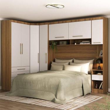 Imagem de Quarto 7 Portas 5 Gavetas Cab Cs Paris Master Luciane Móveis Avelã Pf-branco Pf