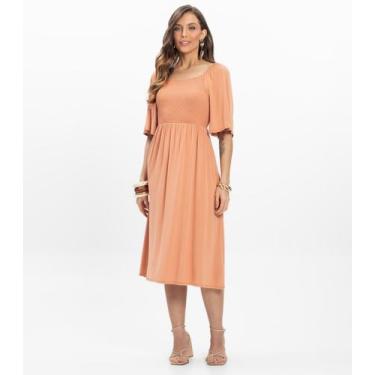 Imagem de Vestido Midi em Viscotorcion Feminino Endless Marrom, P, Marrom