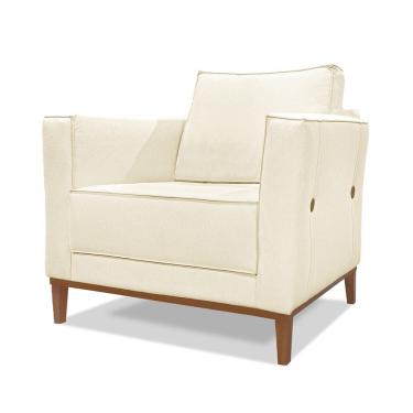 Imagem de Poltrona Grace Sala de Estar Linho Fibra Siliconada Bege D'Rossi