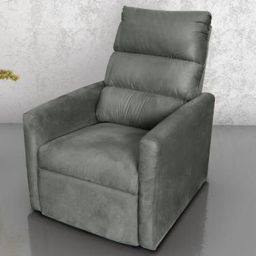 Imagem de Poltrona Reclinável Do Papai Taty Suede Encosto Reclinável Cinza CasaH
