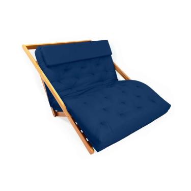 Imagem de Poltrona Reclinável Casal New York Acquablock Azul R9 Design Futon