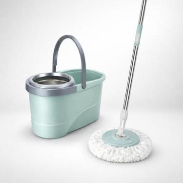 Imagem de Mop Giratório com Balde Duplo e Rodas Cesto Inox 12L - Genérica