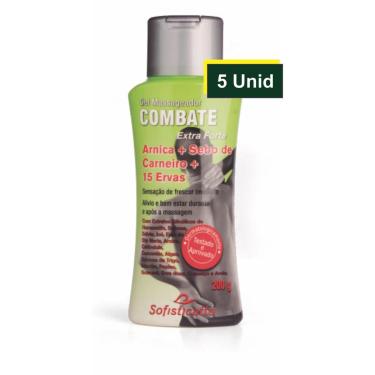 Imagem de 5x Gel Massageador Combate Extra Forte Arnica + Sebo de Carneiro + 15 Ervas 200g-Unissex