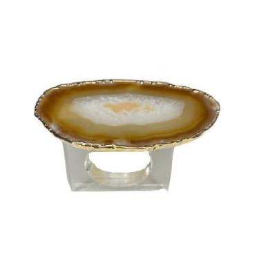 Imagem de Porta Guardanapo Ágata Natural Borda Dourada - Mundo Verde