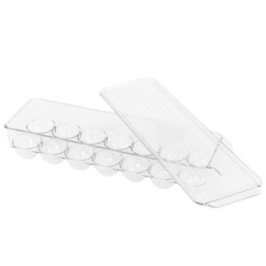 Imagem de Organizador para Ovos com Tampa de Plástico 14 Espaços Geladeira Tpc Armazenador em Acrílico com Design Compacto