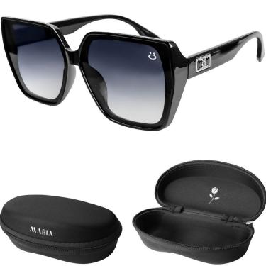 Imagem de Óculos de Sol Feminino Orizom Maria em Acetato Preto com Lentes Escuras Proteção UV e Case Premium