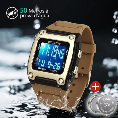 Imagem de Relógio Digital Masculino Quadrado Dourado - Tudo Em Caixa