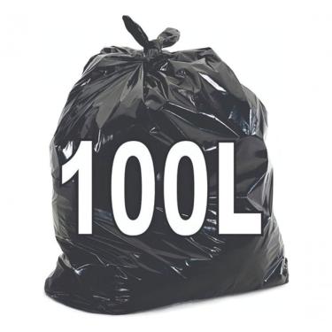 Imagem de Saco de Lixo Kit 6 Pacotes 100 Litros Resistente para Coleta e Descarte Preto Higipack