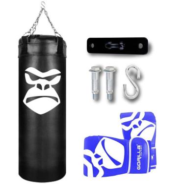 Imagem de Kit Boxe Infantil Saco De Pancada 90 Cm + Luva Bate Saco Pro Treino + Suporte Teto Gori...