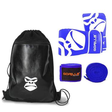 Imagem de Kit Boxe Infantil Luva Bate Saco Pro + Bandagem Elástica 2,5 Metros + Mochila De Costas...