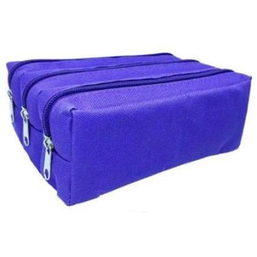 Imagem de Estojo Triplex Triplo 3 Divisorias Azul Claro Goodie