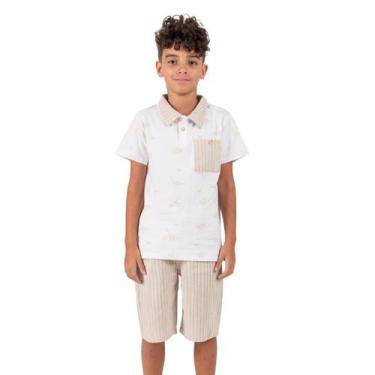 Imagem de Conjunto Infantil Listrado Bolso  Menino  - Importada, 4, Caqui