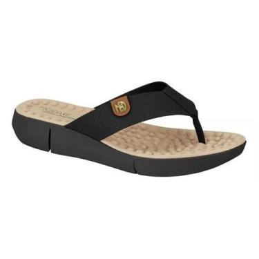 Imagem de Chinelo Feminino Ortopédico Massageador Modare 7142106, Preto, 34