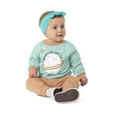 Imagem de Conjunto infantil unissex até as galáxias em moletom flanelado malwee 