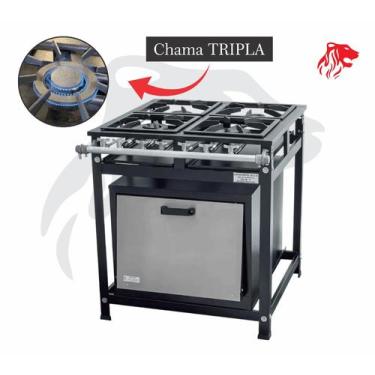 Imagem de Fogão Industrial 4 Bocas QS/QD 40x40 P8 com Forno Leona