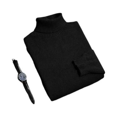 Imagem de Suéter Masculino Slim Fit De Tricô Gola Alta Outono Alta Qualidade Ant