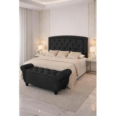 Imagem de Cabeceira Para Cama Queen Estofada Veneza Com Pés e Bau Recamie 160cm 