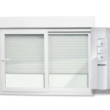 Imagem de Janela Integrada PVC 2 Folhas Vidro Liso com Cremona Motor Controle Re