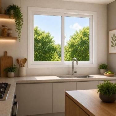Imagem de Janela de Correr PVC 100x150cm Branca 2 Folhas Vidro 4mm Incolor Acúst