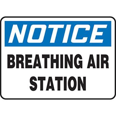 Imagem de ACCUFORM Placa de segurança de plástico SIGNS MFSD821VP, legenda "estação aérea de respiração de aviso", 25 cm de comprimento x 35,5 cm de largura x 0,055 cm de espessura, azul/preto em branco