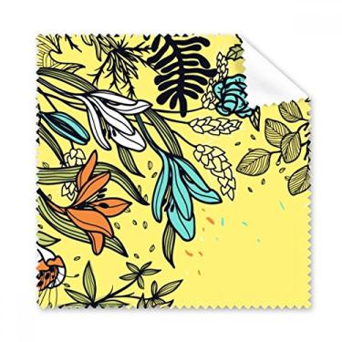 Imagem de Pano de limpeza de pano de limpeza para desenho de plantas de lírios de arte moderna 5 peças