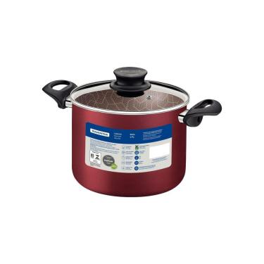 Imagem de Caldeirão Tramontina Paris Antiaderente Starflon Max Vermelho com Tampa de Vidro 26 cm 9,6 L Tramontina