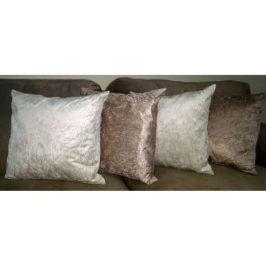 Imagem de Kit 8 Capas De Almofadas Sued Palha E Bege Amassados 45x45