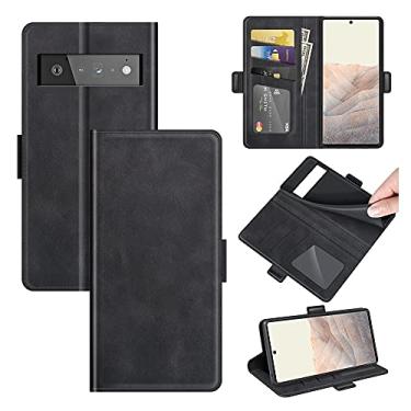 Imagem de YUNCHAO Caixa de telefone Para o Google Pixel 6 Pro Dual-late Magnetic Buckle Horizontal Flip Leather Case com titular e slots de cartão e carteira capa para celular