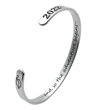 Imagem de 2022 Pulseira De Abertura De Graduação Presentes De Formatura Para Amigos Graduados Pulseira Personalizada Pulseiras Para Aço Inoxidável 316l (aço Titânio) Linha Metálica Moda Cara