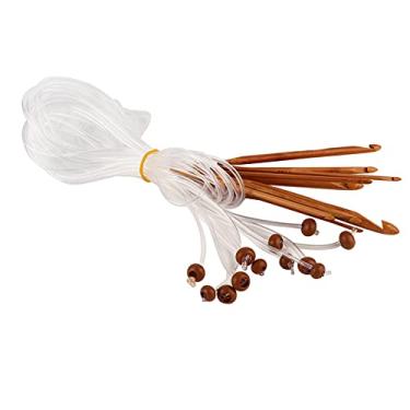 Imagem de Agulhas de crochê afegãs, cabo longo de 3~10 mm de bambu carbonizado agulha de tricô acessórios tamanho sortido ferramenta de suprimentos de crochê para tricotador iniciante